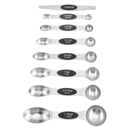 🎁9-Piece Magnetic Stainless Steel Measuring Spoon Set – Dual-Sided for Cooking & Baking
