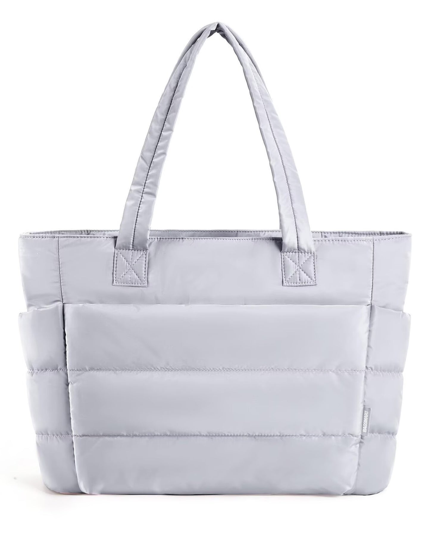 Floral Quilted Puffer Tote Bag – Lightweight Laptop Shoulder Bag