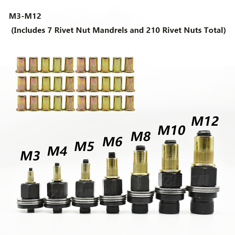 Manual Rivet Nut Tool Head Kit M3-M12 – Easy Rivet Nut Installation Tool for Thin Metal Sheets