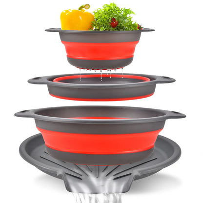 🎁3-Piece Collapsible Colander Set with Self-Draining Base
