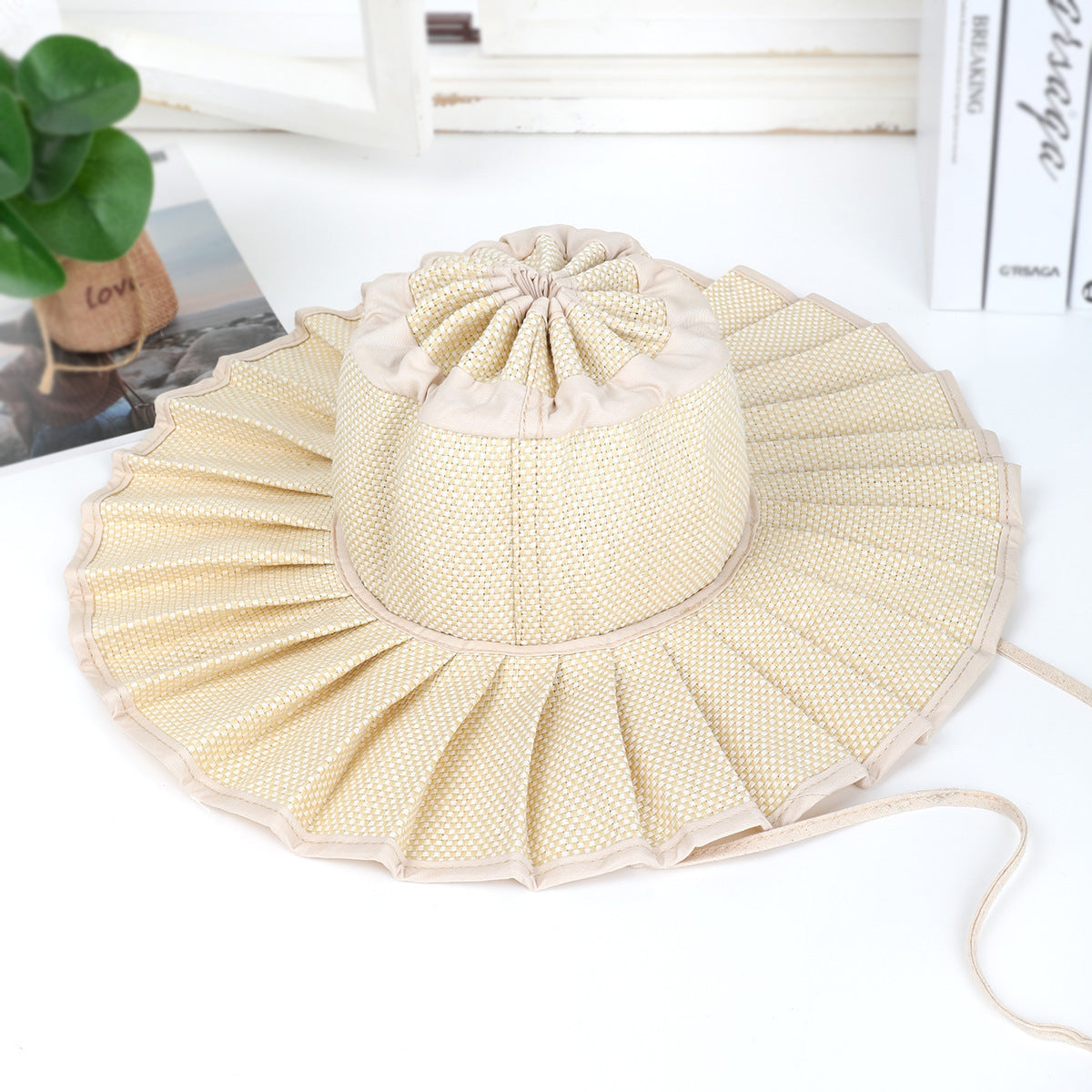 Women’s Foldable Straw Sun Hat 👒☀️ | UPF 50+ Wide Brim Ponytail Beach Visor