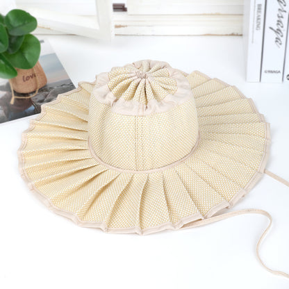 Women’s Foldable Straw Sun Hat 👒☀️ | UPF 50+ Wide Brim Ponytail Beach Visor