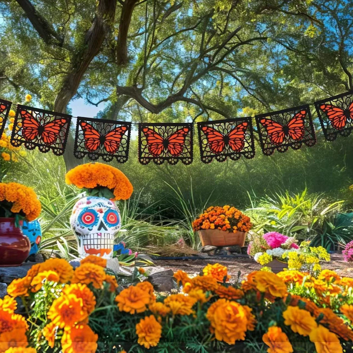🎁Day of the Dead Butterfly Papel Picado Banner