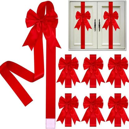 🎁Red Christmas Cabinet Bows &amp; Satin Ribbon Decorations – 4 Pack