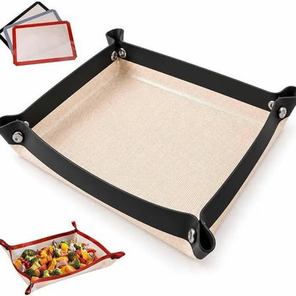 🎁Convertible Silicone Baking Mat with Snap Corners – Reusable Non-Stick Baking Tray Liner for Cookies, Bread, Vegetables & Pastry