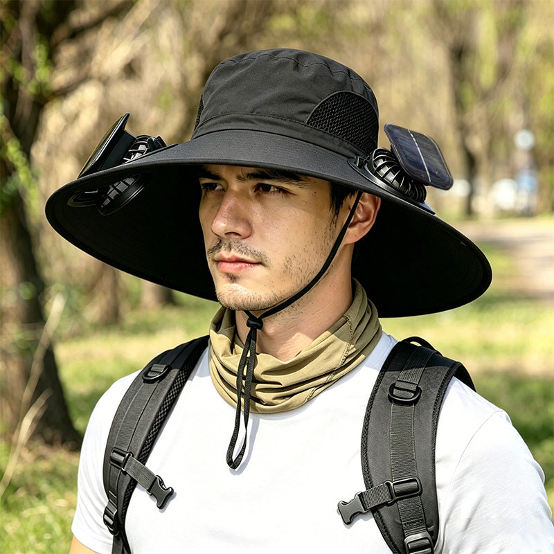 2026 Outdoor Wide Brim Cooling Hat with Dual Fans & UPF 50+ Sun Protection