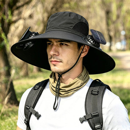 2026 Outdoor Wide Brim Cooling Hat with Dual Fans & UPF 50+ Sun Protection