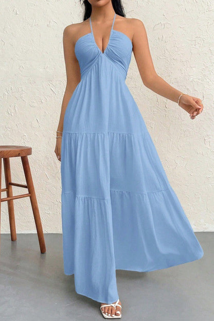 Women's Sleeveless Backless Summer A-Line Dress