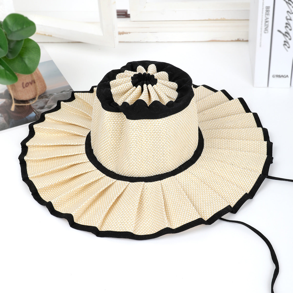 Women’s Foldable Straw Sun Hat 👒☀️ | UPF 50+ Wide Brim Ponytail Beach Visor