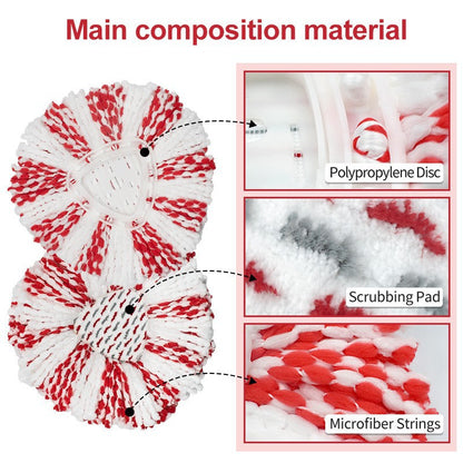 Upgraded Spin Mop Replacement Head with Built-in Scrub Pad