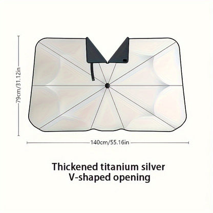 Foldable Windshield Sun Shade Umbrella 55" x 31" ☂️🚗 | Reflective Car Sunshade for Heat Insulation & UV Protection