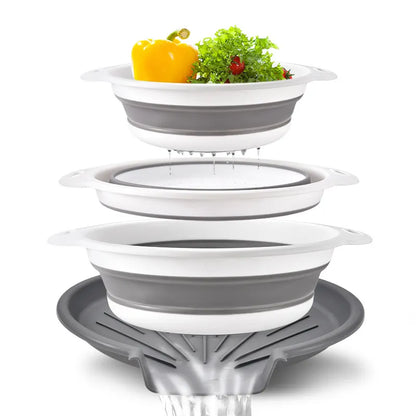 🎁3-Piece Collapsible Colander Set with Self-Draining Base