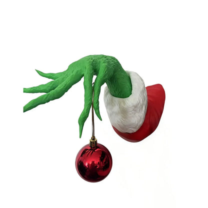 Playful Green Hand Christmas Ornament Wall Decor