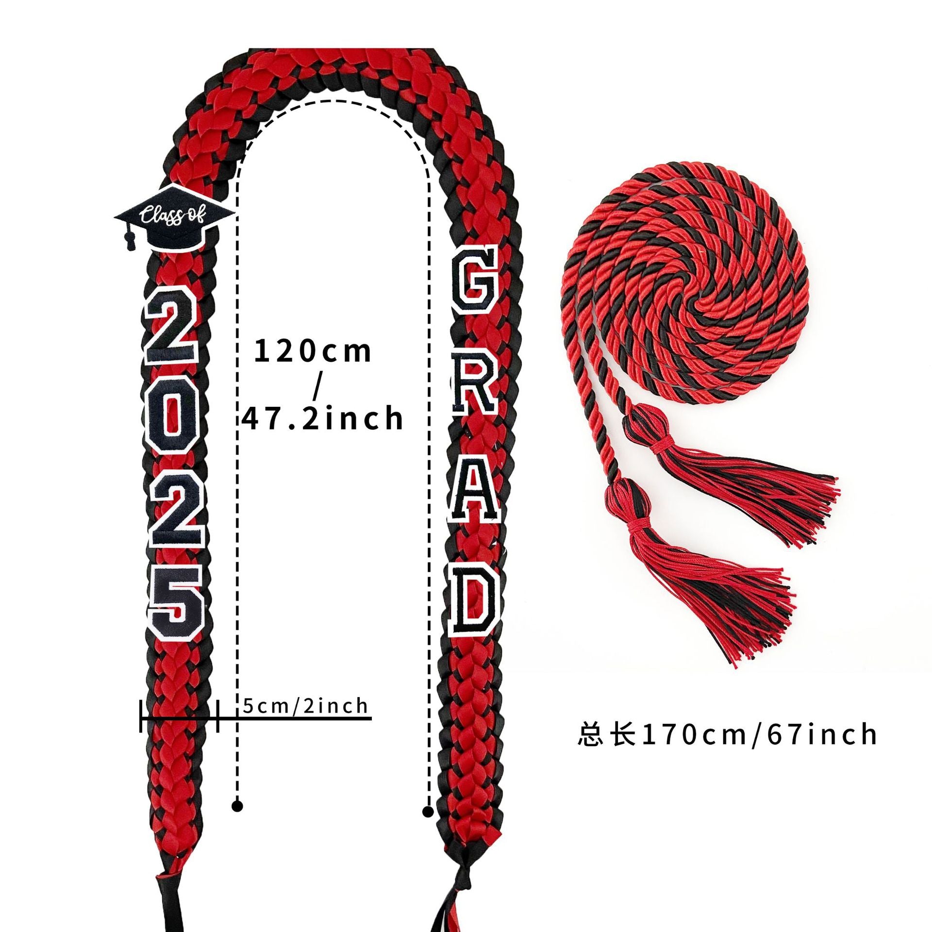 Double Color Graduation Honor Cord Lei – Braided Ribbon Graduation Necklace for Graduation Parties 🎓✨