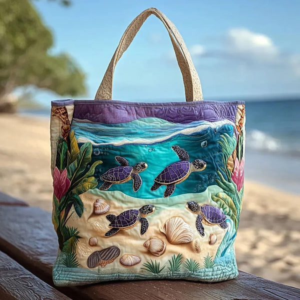 Turtle Haven Printed Oxford Tote Bag, 600D Canvas Shoulder Bag for Daily Use, Shopping, Travel & Work