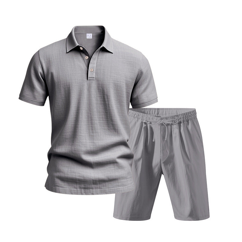 Men's Breathable Linen Short Sleeve Two-Piece Lounge Set