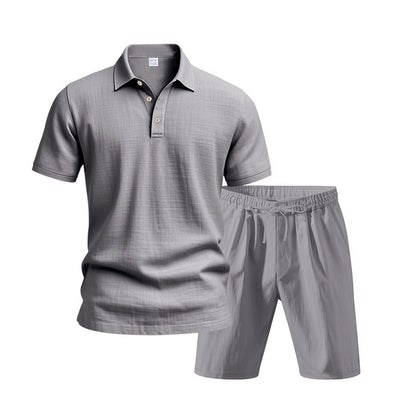 Men's Breathable Linen Short Sleeve Two-Piece Lounge Set