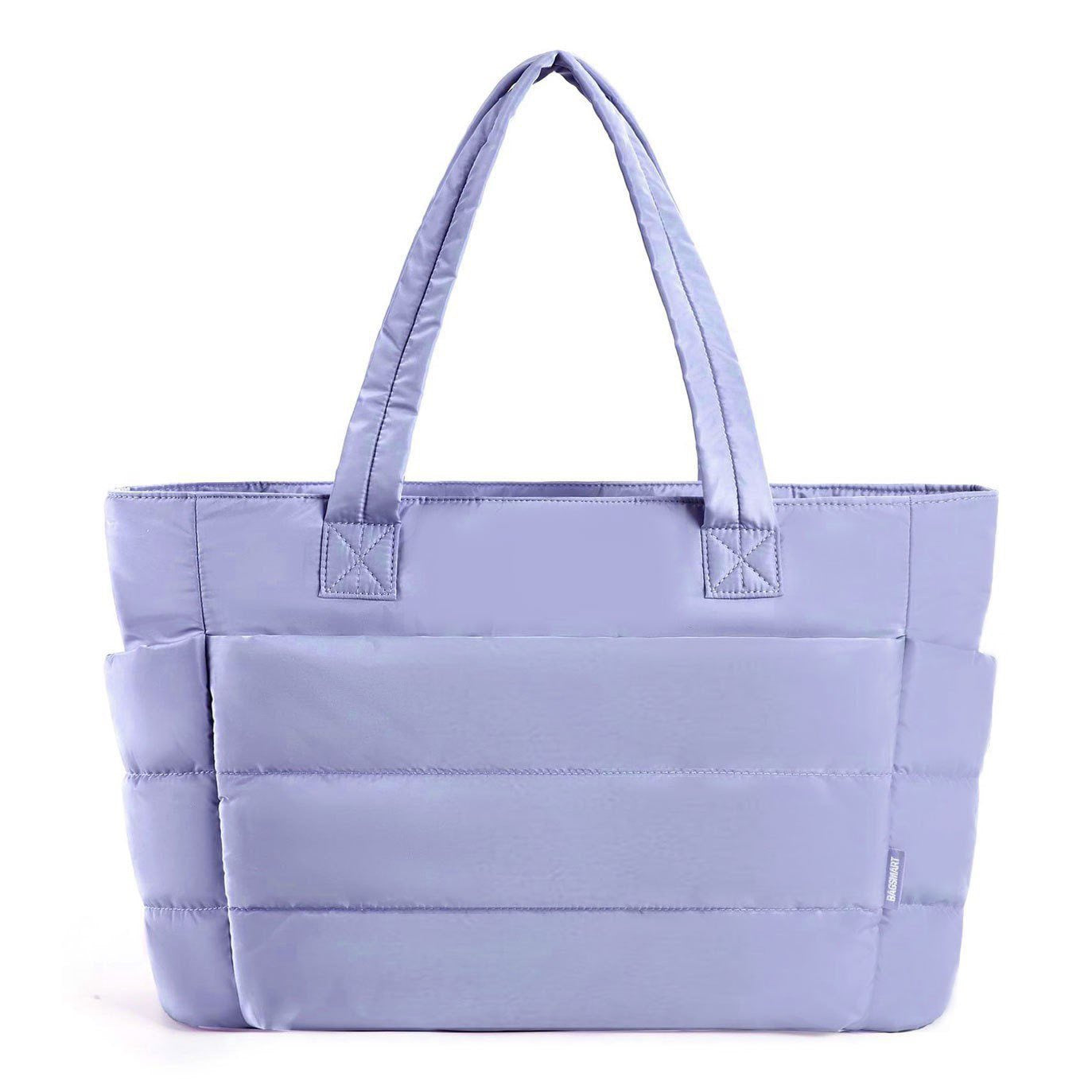 Floral Quilted Puffer Tote Bag – Lightweight Laptop Shoulder Bag