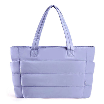Floral Quilted Puffer Tote Bag – Lightweight Laptop Shoulder Bag