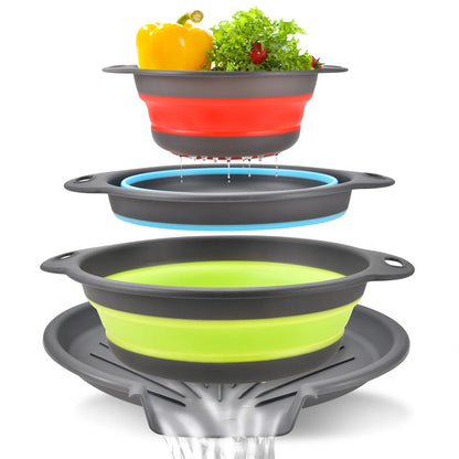 🎁3-Piece Collapsible Colander Set with Self-Draining Base