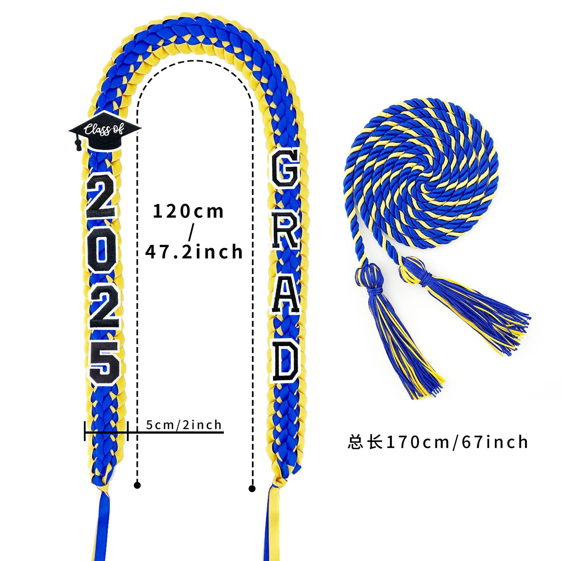 Double Color Graduation Honor Cord Lei – Braided Ribbon Graduation Necklace for Graduation Parties 🎓✨