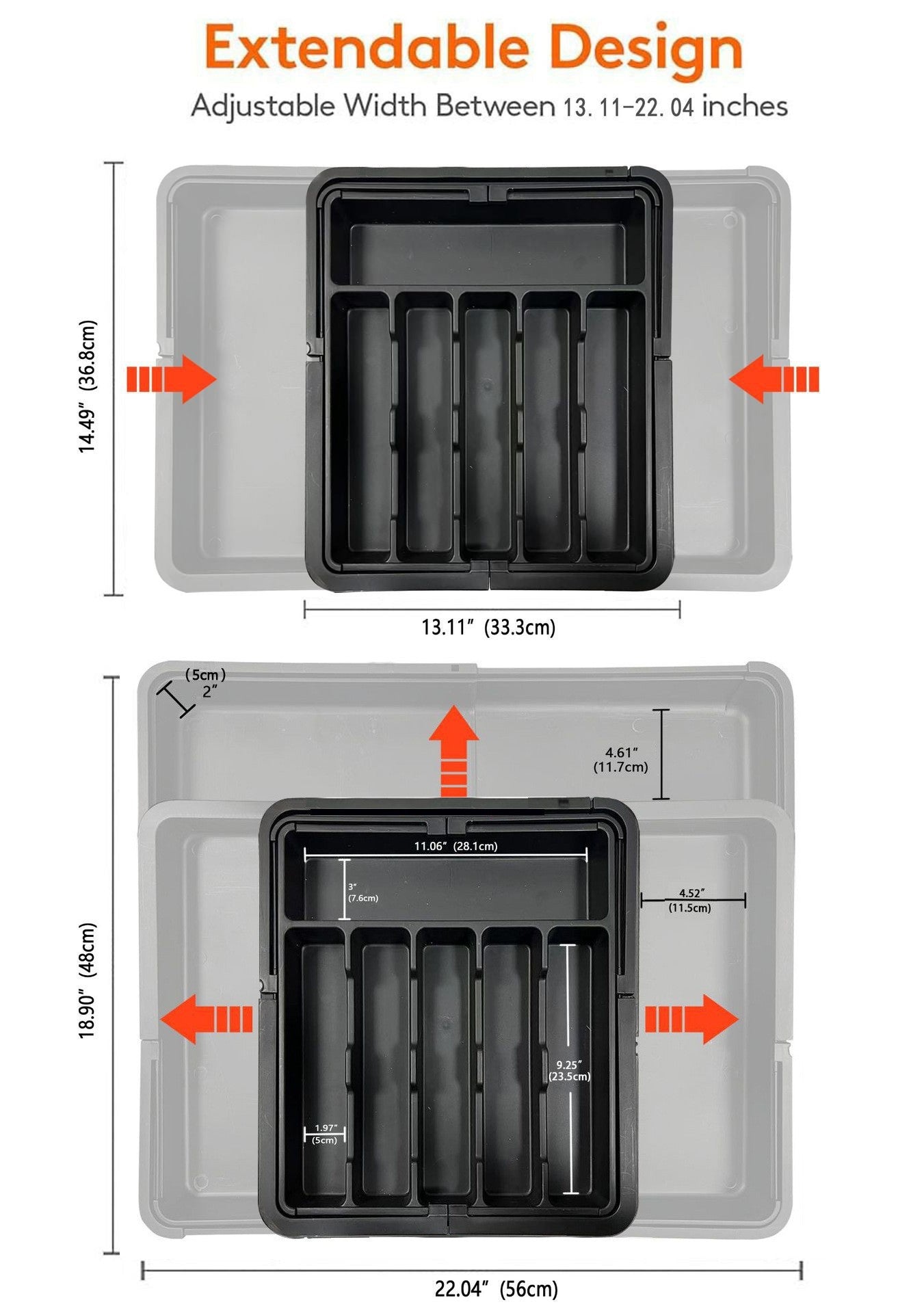 Expandable Kitchen Silverware Organizer, BPA-Free Adjustable Drawer Cutlery Tray for Home Office Makeup