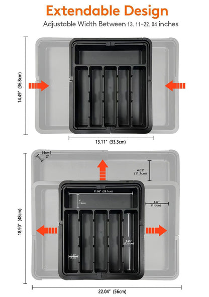 Expandable Kitchen Silverware Organizer, BPA-Free Adjustable Drawer Cutlery Tray for Home Office Makeup