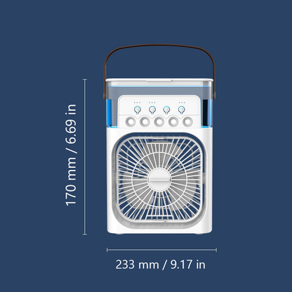 5-Nozzle Portable Mist Cooling Fan – Desktop Air Cooler & Humidifier with LED Light