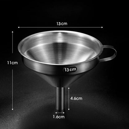 Stainless Steel Kitchen Funnel with Fine Mesh Filter – Food Grade Funnel Set for Oils, Liquids & Baking