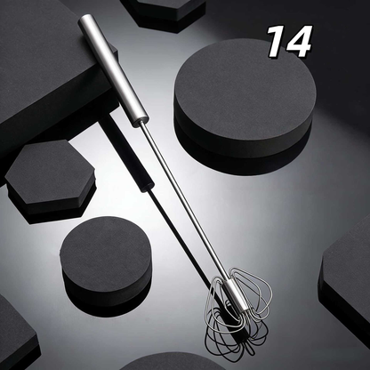 2PCS Stainless Steel Hand-Push Rotary Whisk – Semi-Automatic Egg Beater & Milk Frother