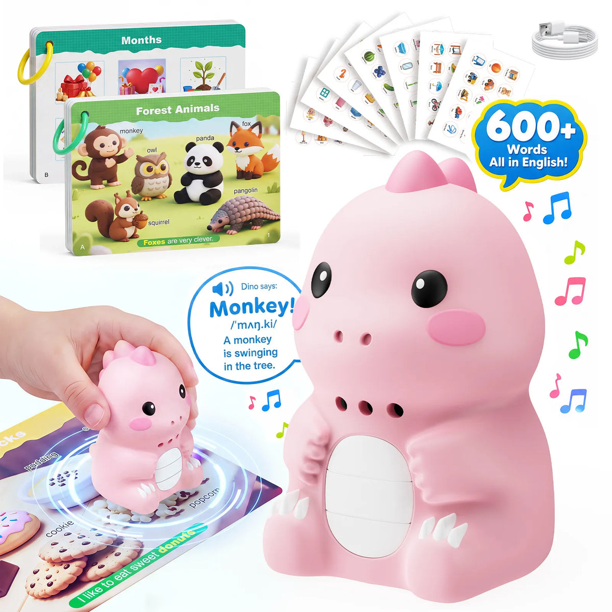 🎁Kids English Talking Pen Learning Set – Interactive Flashcards & Dinosaur Stickers