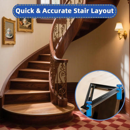 GJANSH Stair Gauges for Framing Square – Aluminum Framing Jig with Holder & Hook, Precision Layout Tool for Carpentry, Speed Square & Circular Saw