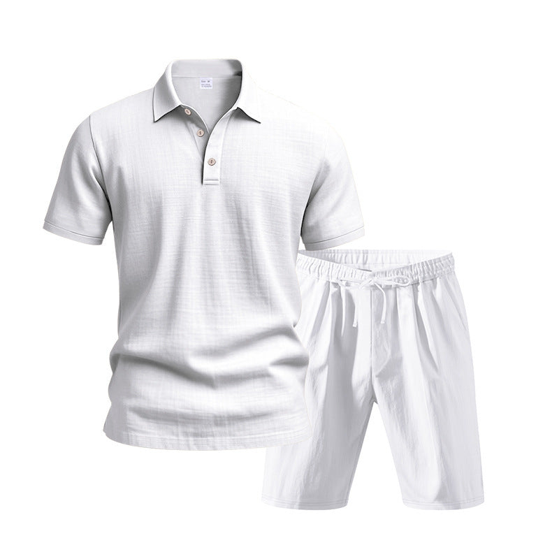 Men's Breathable Linen Short Sleeve Two-Piece Lounge Set