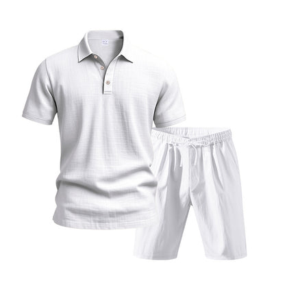 Men's Breathable Linen Short Sleeve Two-Piece Lounge Set