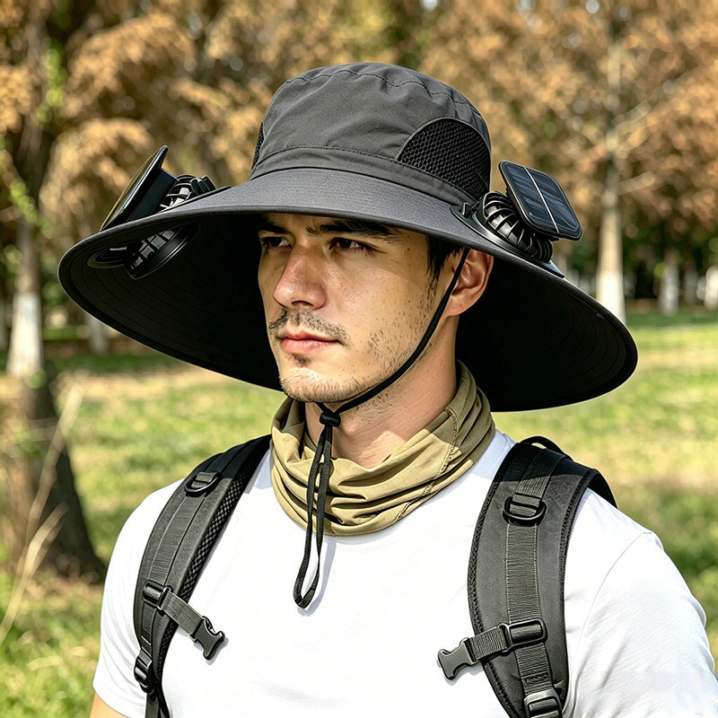 2026 Outdoor Wide Brim Cooling Hat with Dual Fans & UPF 50+ Sun Protection