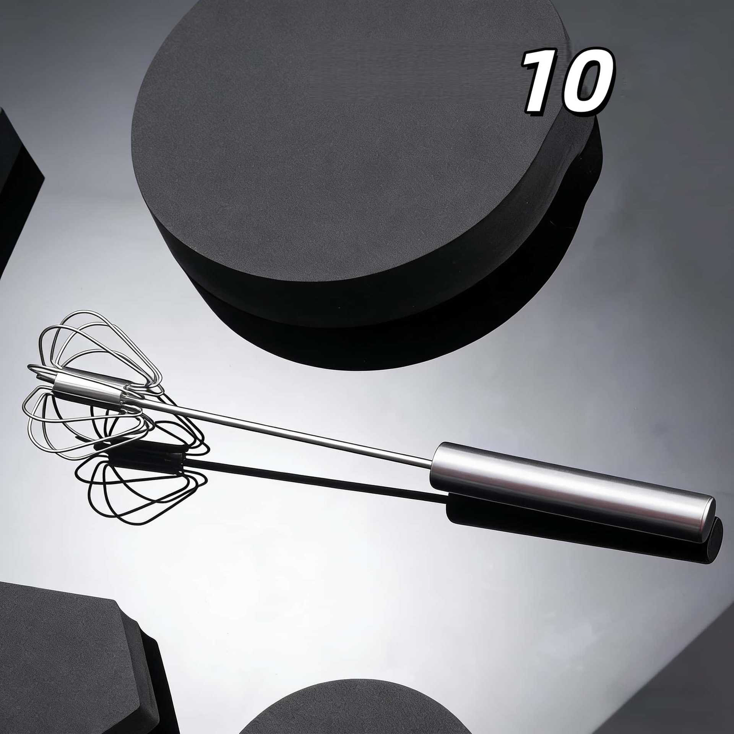 2PCS Stainless Steel Hand-Push Rotary Whisk – Semi-Automatic Egg Beater & Milk Frother
