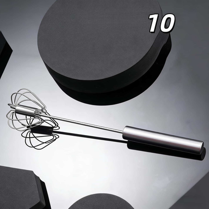 2PCS Stainless Steel Hand-Push Rotary Whisk – Semi-Automatic Egg Beater & Milk Frother