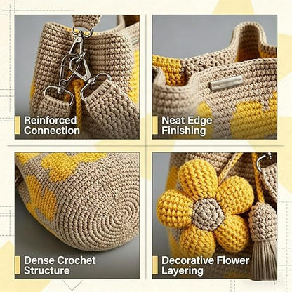 Handmade Flower Crochet Tote Bag – Exquisite Handwoven Cotton Yarn Shoulder Bag