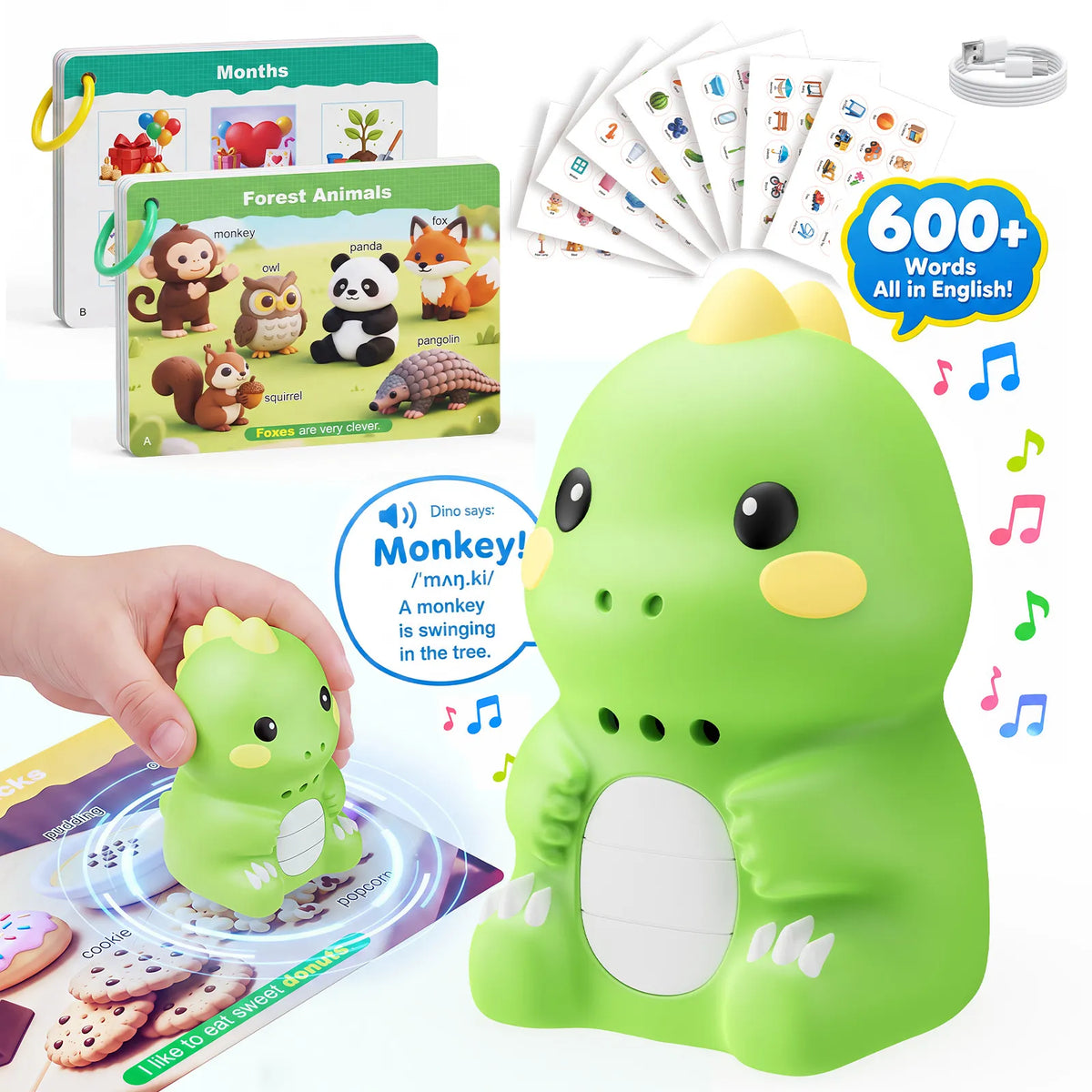 🎁Kids English Talking Pen Learning Set – Interactive Flashcards & Dinosaur Stickers