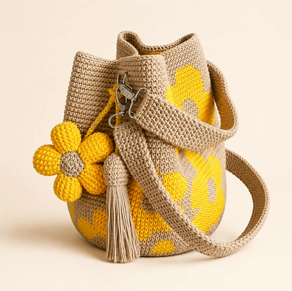 Handmade Flower Crochet Tote Bag – Exquisite Handwoven Cotton Yarn Shoulder Bag