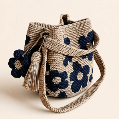 Handmade Flower Crochet Tote Bag – Exquisite Handwoven Cotton Yarn Shoulder Bag