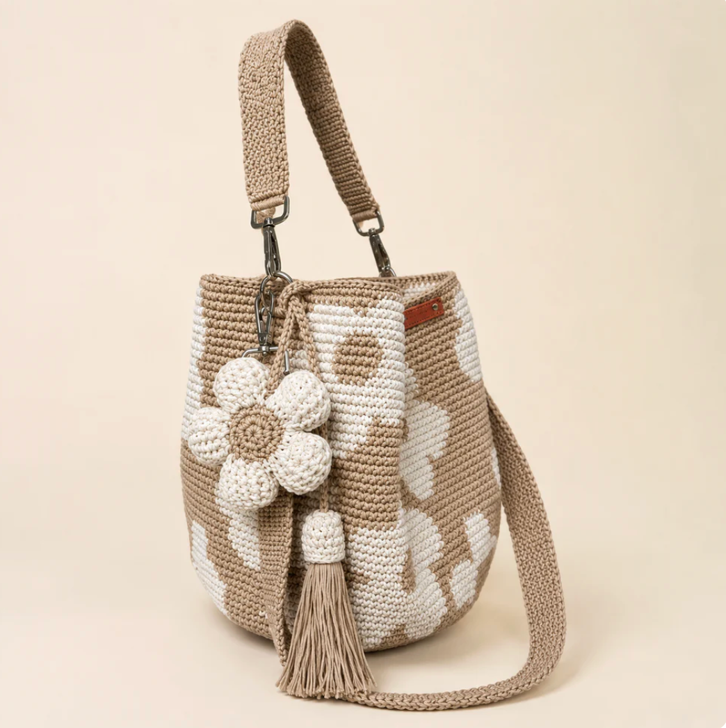 Handmade Flower Crochet Tote Bag – Exquisite Handwoven Cotton Yarn Shoulder Bag