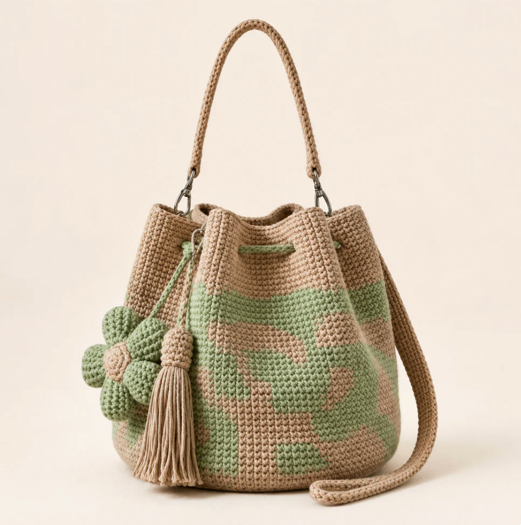 Handmade Flower Crochet Tote Bag – Exquisite Handwoven Cotton Yarn Shoulder Bag