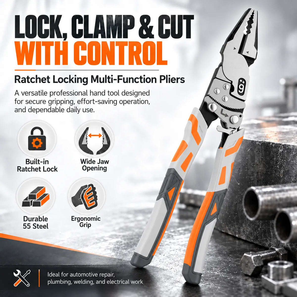 🎁Ratchet Locking Multi-Function Pliers – Effort-Saving Grip & Heavy-Duty Design