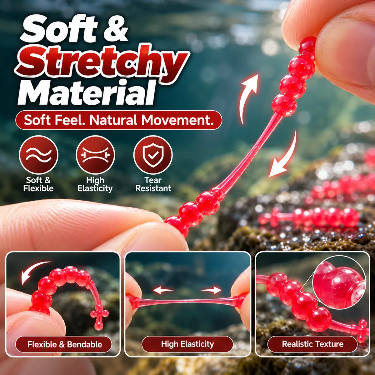 🎁60Pcs Lifelike Maggot Soft Fishing Lures – Scented & Flexible Bait