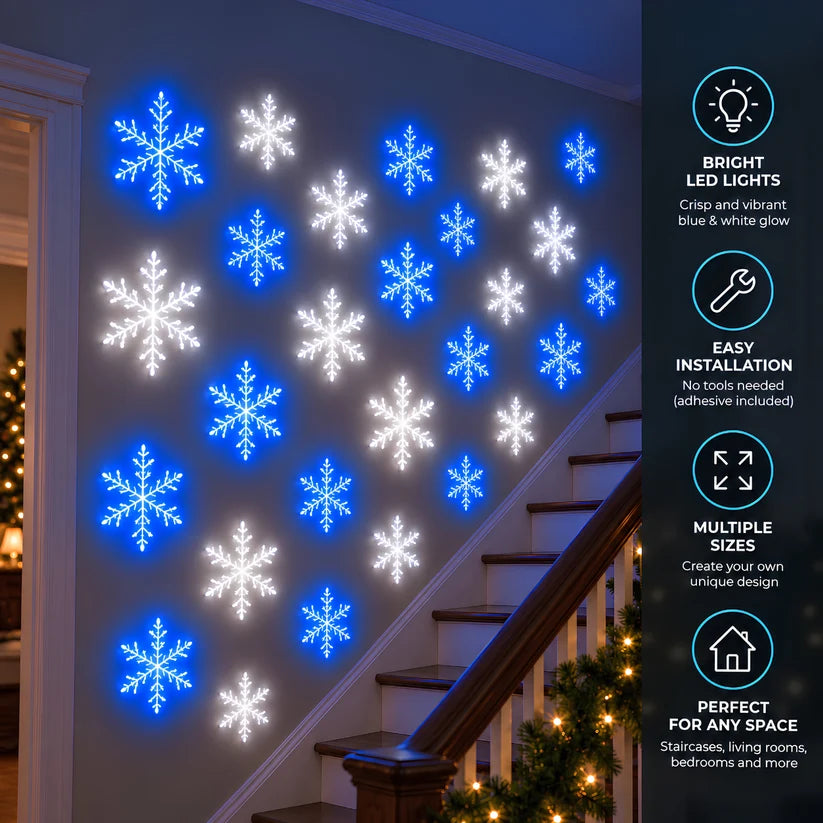 3PCS Blue LED Snowflake Wall Christmas Lights