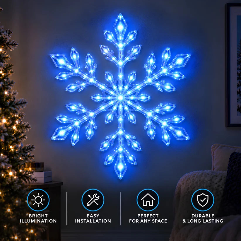3PCS Blue LED Snowflake Wall Christmas Lights