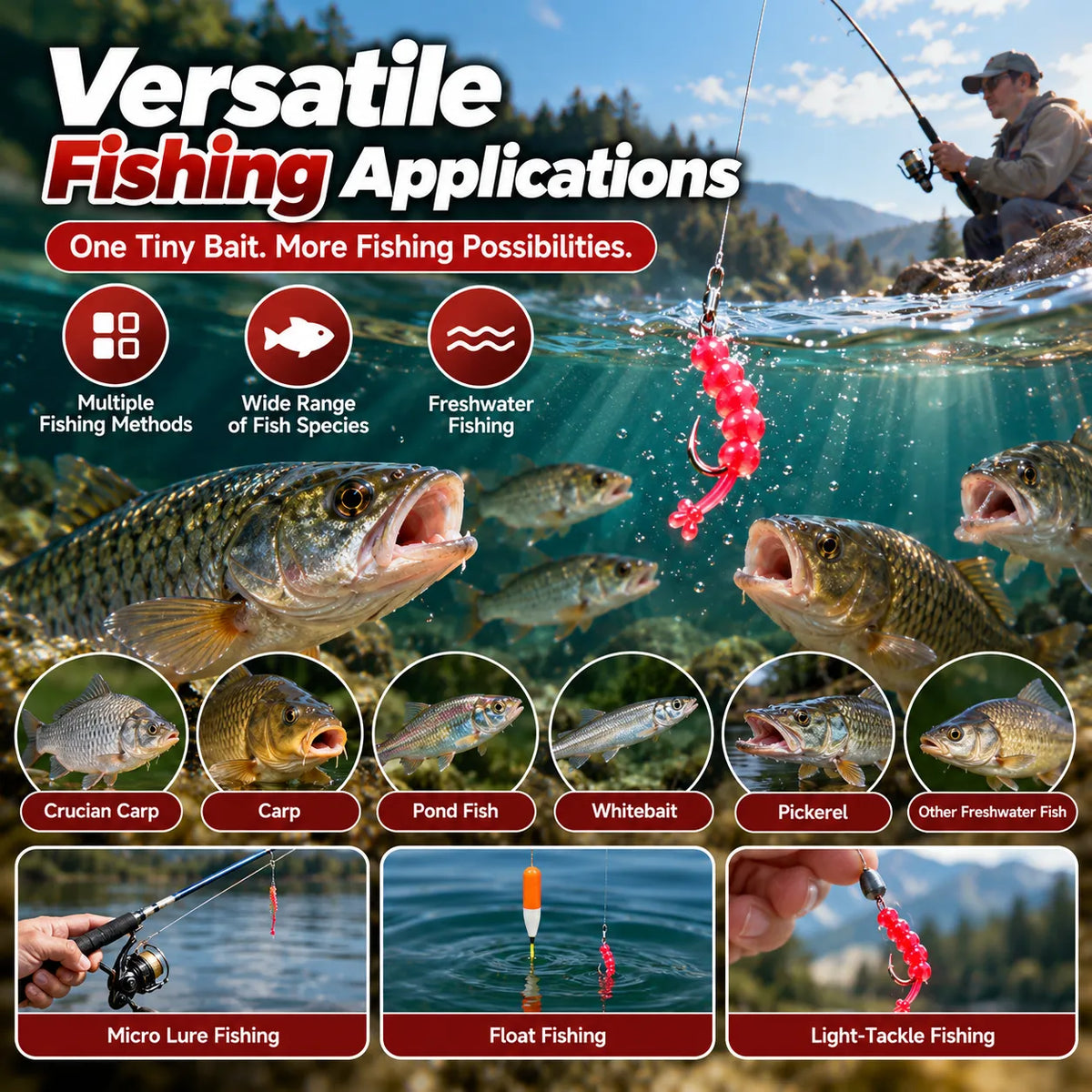 🎁60Pcs Lifelike Maggot Soft Fishing Lures – Scented & Flexible Bait