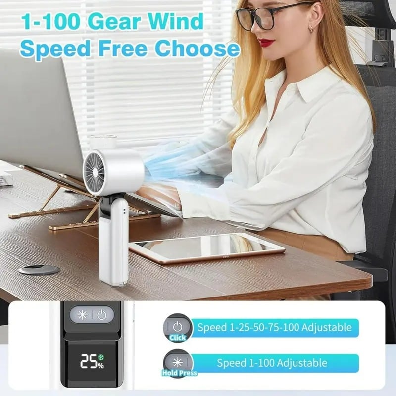 ❄️ 50% OFF Summer Deal | Multifunction Handheld Turbo Cooling Fan with AC-Like Ice Gel Pad & 5 Gears