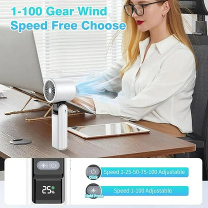 ❄️ 50% OFF Summer Deal | Multifunction Handheld Turbo Cooling Fan with AC-Like Ice Gel Pad & 5 Gears